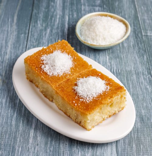 Homemade turkish dessert semolina cake.